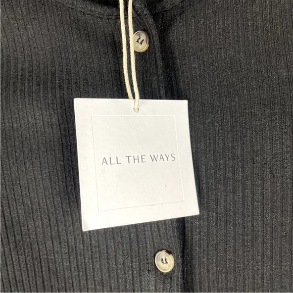 All The Ways Black Ribbed Megan Button-Front Dress size L - Picture 7 of 8